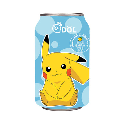 Qdol Pokemon Sparkling Water Soda Water 330ml Soft Drinks， 24 Bottles/Case