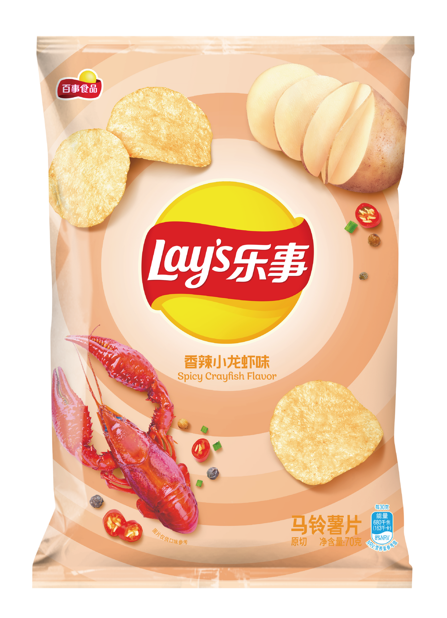 Lays Spicy Crayfish Flavor Chip (China) 70g*22/ Case